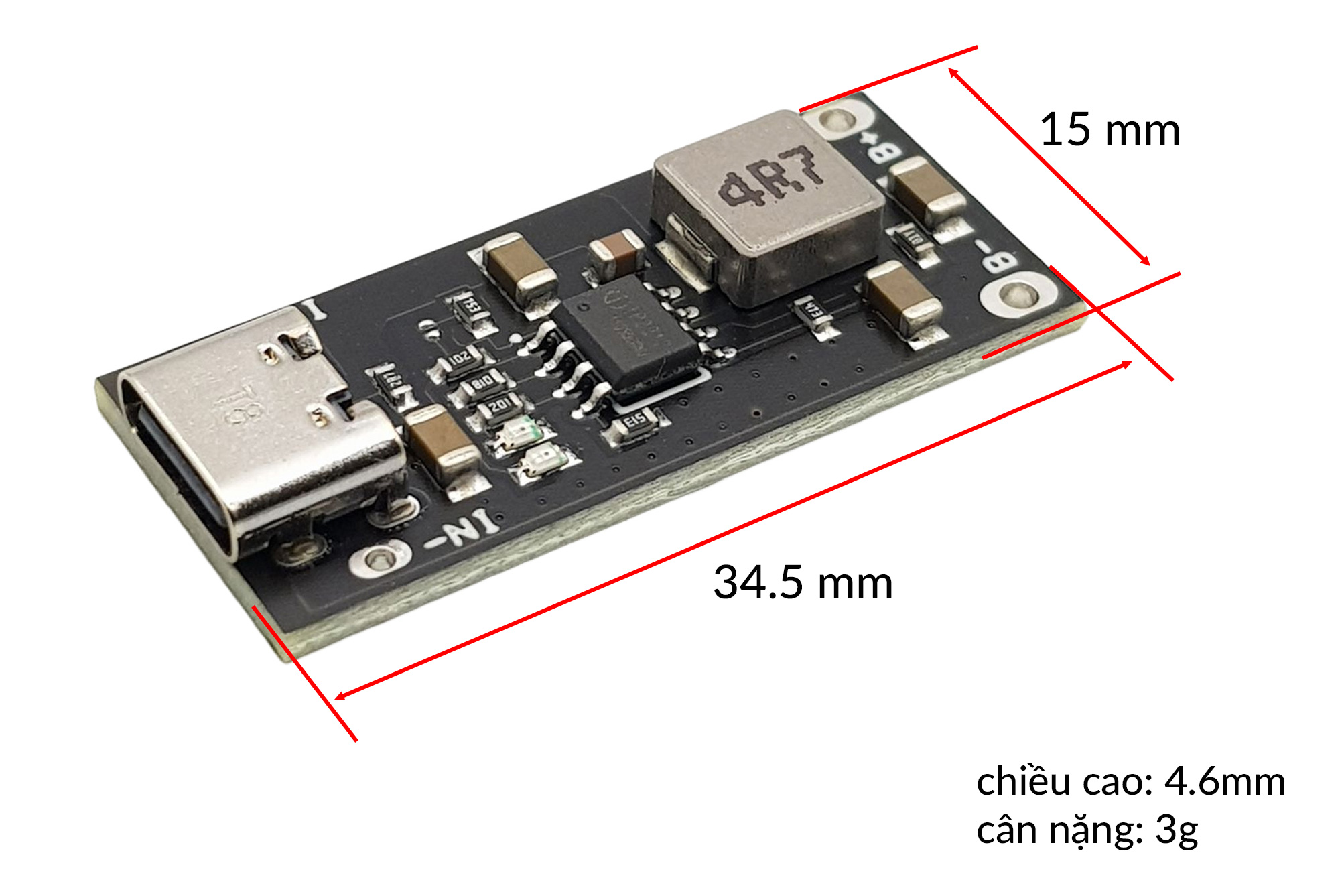 Mạch USB Type-C 3A IP2312 Sạc Nhanh Pin Lithium