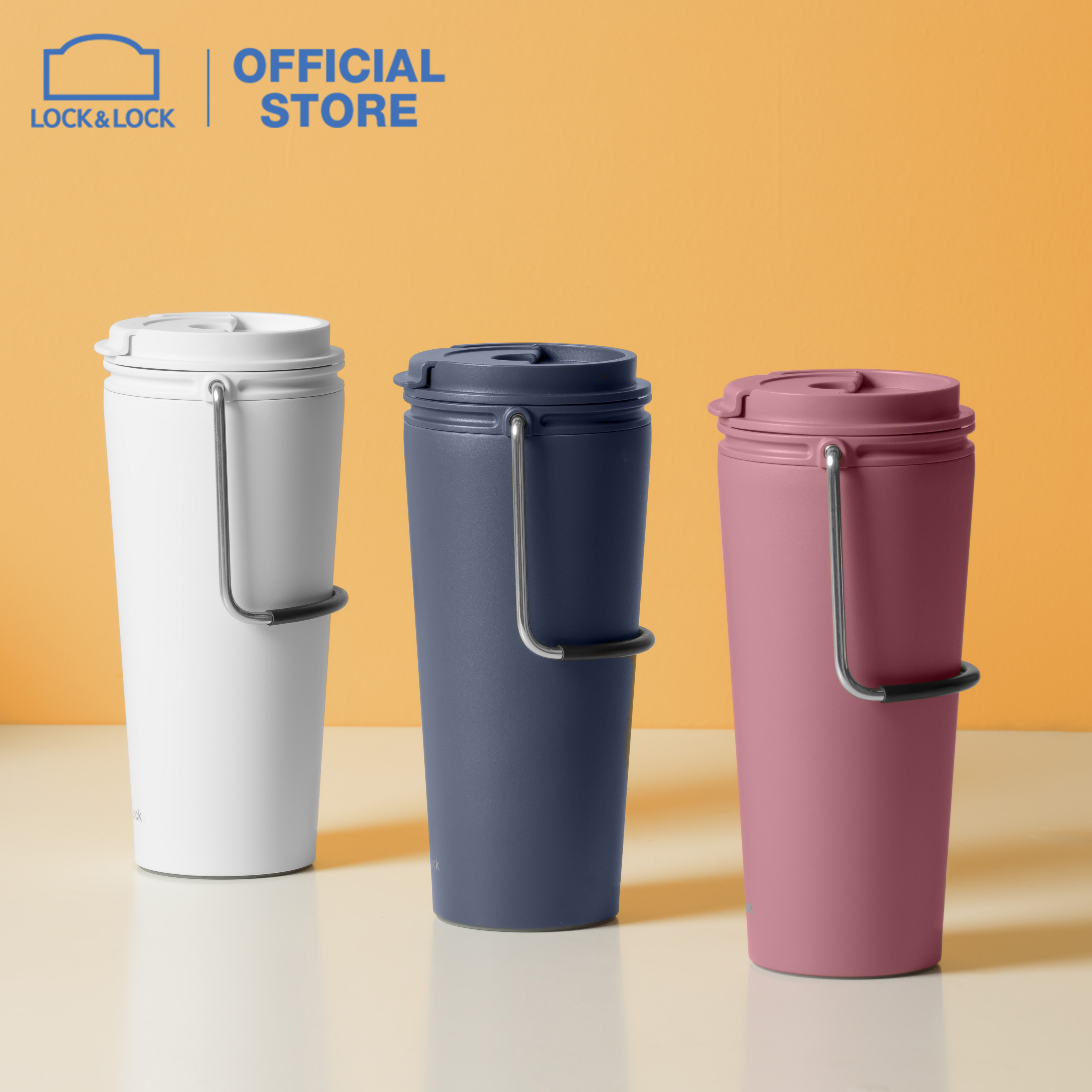Bình giữ nhiệt Lock&Lock Bucket Tumbler - LHC4269 - Có quai xách tiện lợi - Thép không gỉ SUS304 - Đế chống trượt