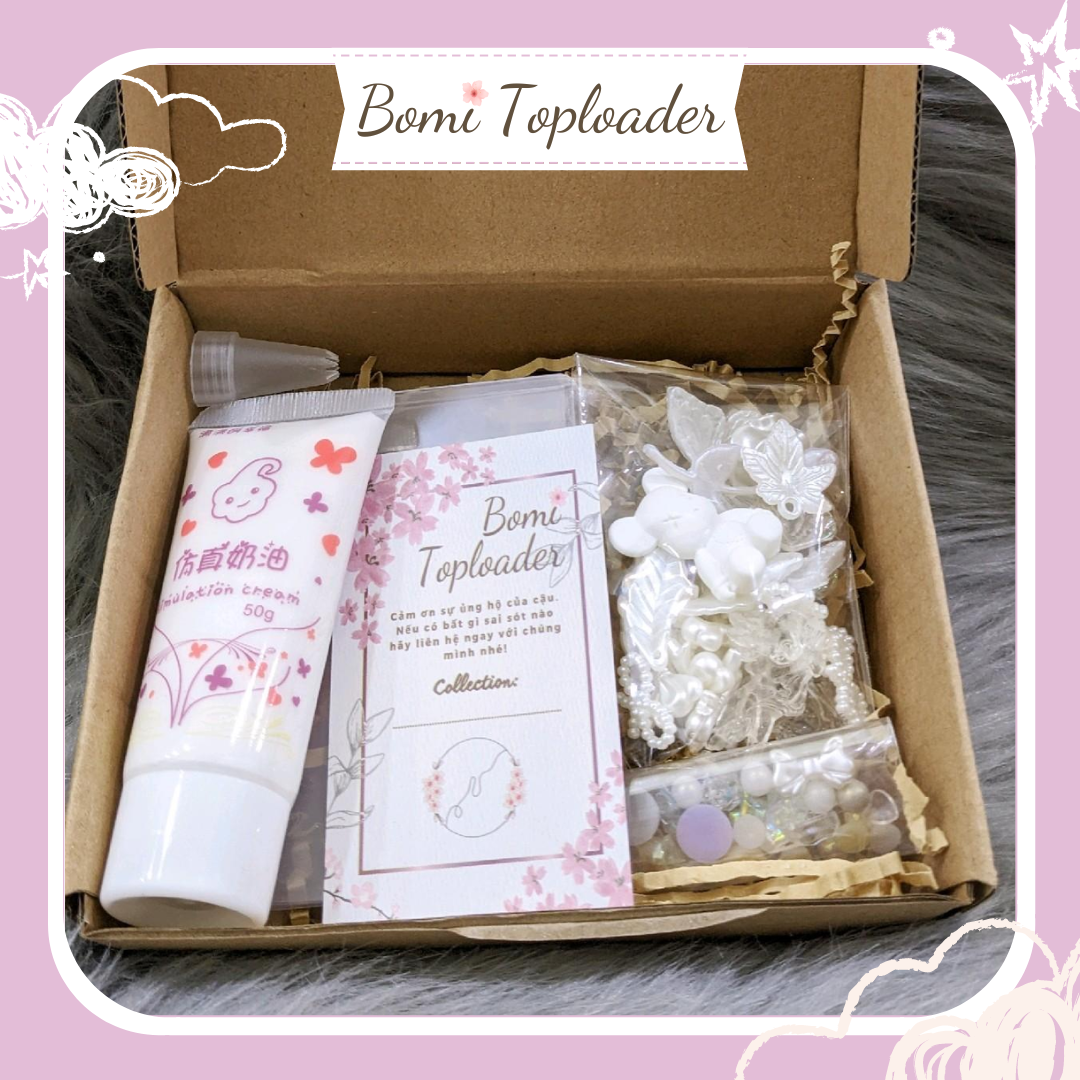 SET DIY TOPLOADER 50K (2 toploader + 20-25 charm+ 1 kem keo/kem thạch 50g)