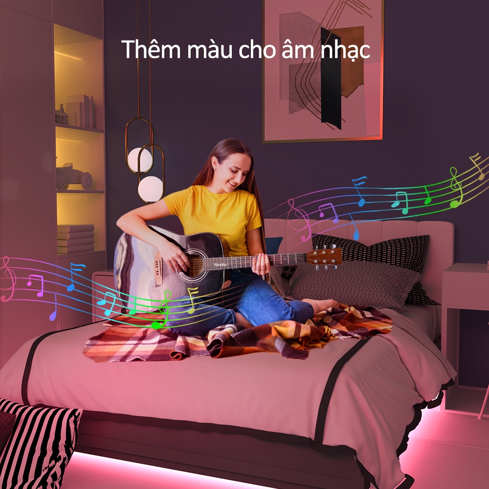 Dải đèn Led ánh Sáng RGB 5/10/15/ 20/30/40M, đèn led nháy theo nhạc, Với điều Khiển ứng Dụng Từ Xa, Cho đèn Led Phòng Ngủ Dải đèn Led Dải đèn Trang Trí, đèn ngủ decor phòng