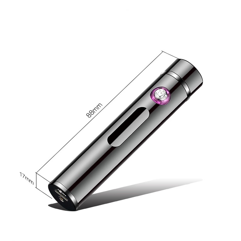 Bật lửa điện plasma 4 tia sạc USB sạc mỏng nhẹ màu đen sang trọng ( Sạc Điện)