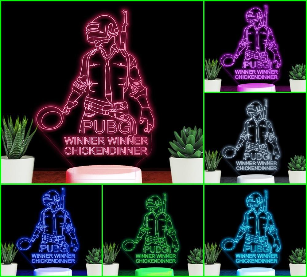 ĐÈN LED 3D 7 MÀU HÌNH PUBG, QUÀ TẶNG - TRANG TRÍ - ĐỂ BÀN - ĐÈN NGỦ... THIẾT KẾ VÀ KHẮC HÌNH THEO YÊU CẦU