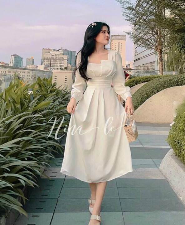 Váy Đầm Xếp Ly Ngực Tay Dài Ôm Eo Có Mút Ngực Chất Liệu Umi Thời Trang Nữ KEMPK Mẫu Free Size Dưới 56kg,Phù Hợp Mọi Với Mọi Phong Cách – No benrt >>> top1shop >>> lazada.vn