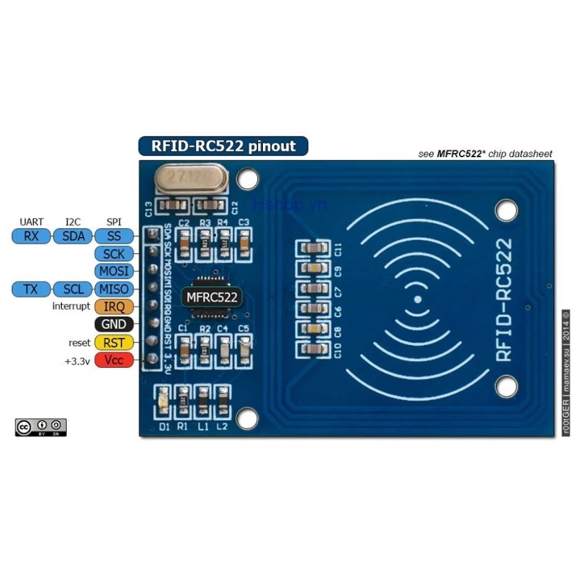 Mạch RFID 13.56mhz rc522,Module đọc thẻ từ RFID RC522