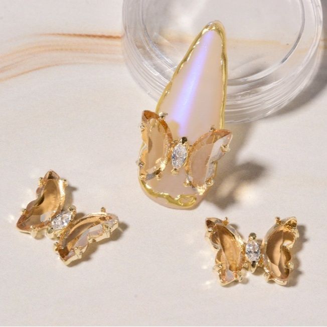 Charm butterfly crystal stone nail decoration accessories butterfly shape nail-sinailmi