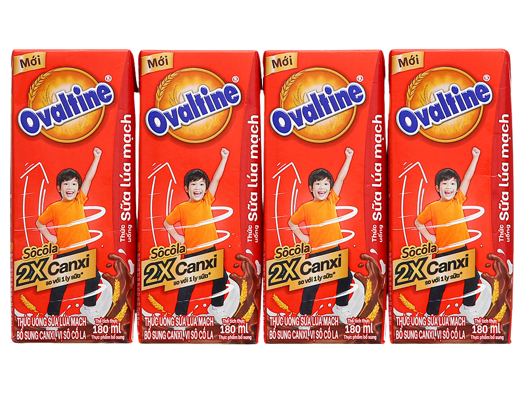 Thùng 48 hộp 180ml Thức uống lúa mạch gấp đôi Canxi Ovaltine
