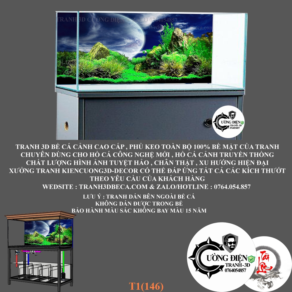 Tranh 3D dán bể cá cảnh hồ thuỷ sinh