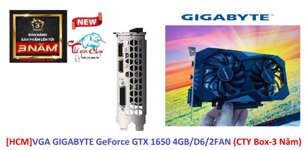 [HCM]VGA (Cạc màn hình) GIGABYTE GeForce GTX 1650 4GB/D6/2FAN (CTY Box-3 Năm)