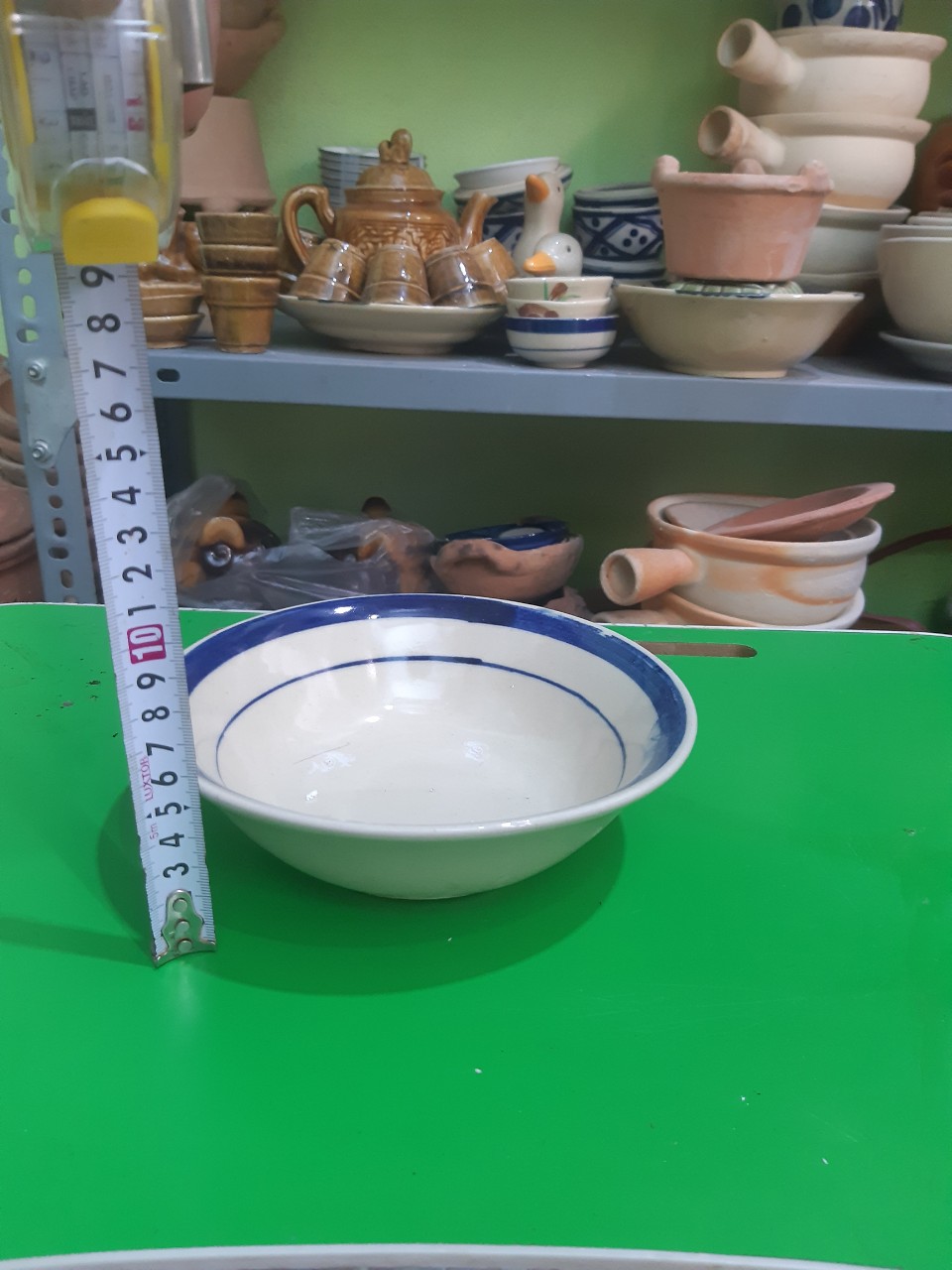 Combo 5 tô bè gốm kiểu xưa viền xanh 18 cm ( gốm sành)