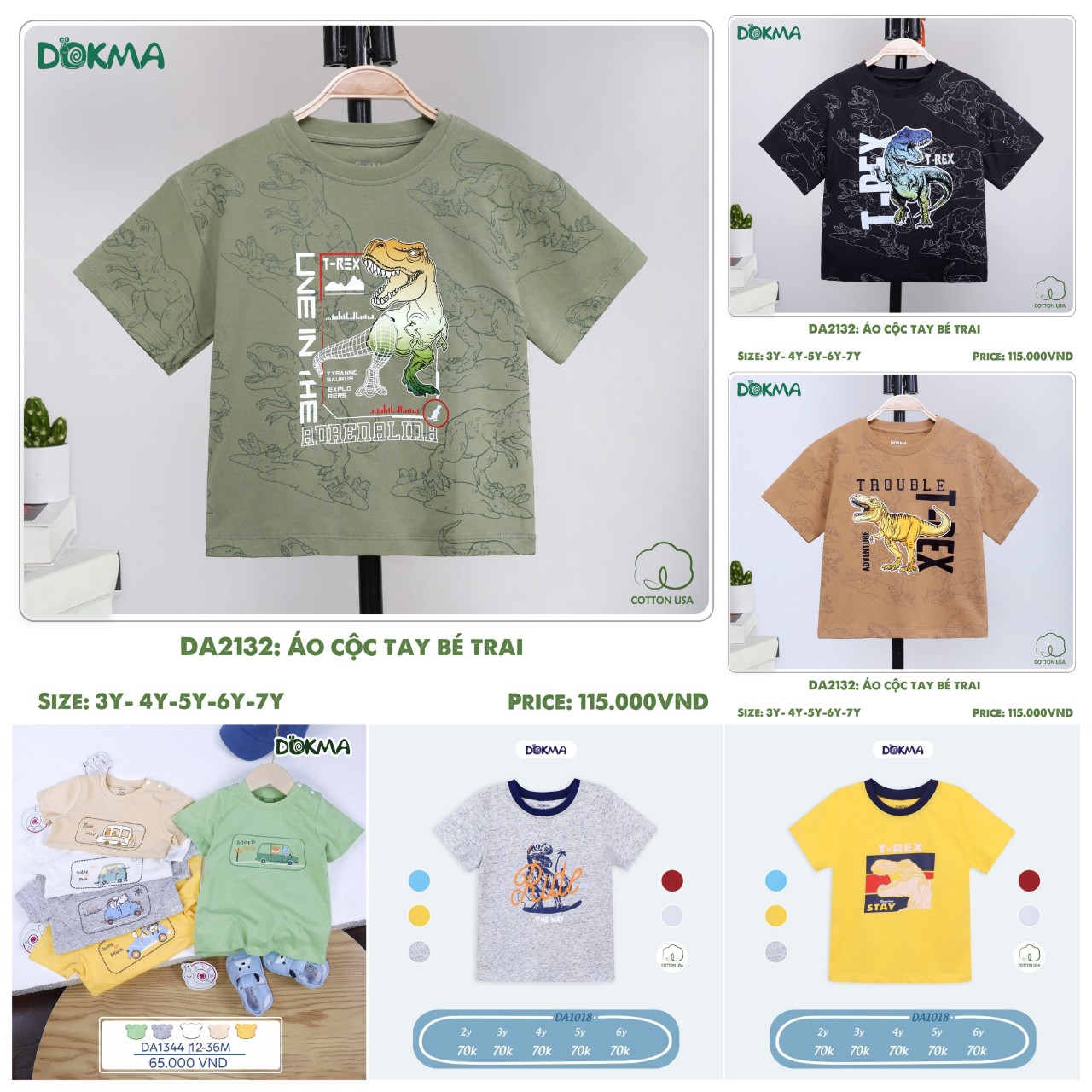 [DOKMA] Áo cộc tay bé trai Dokma