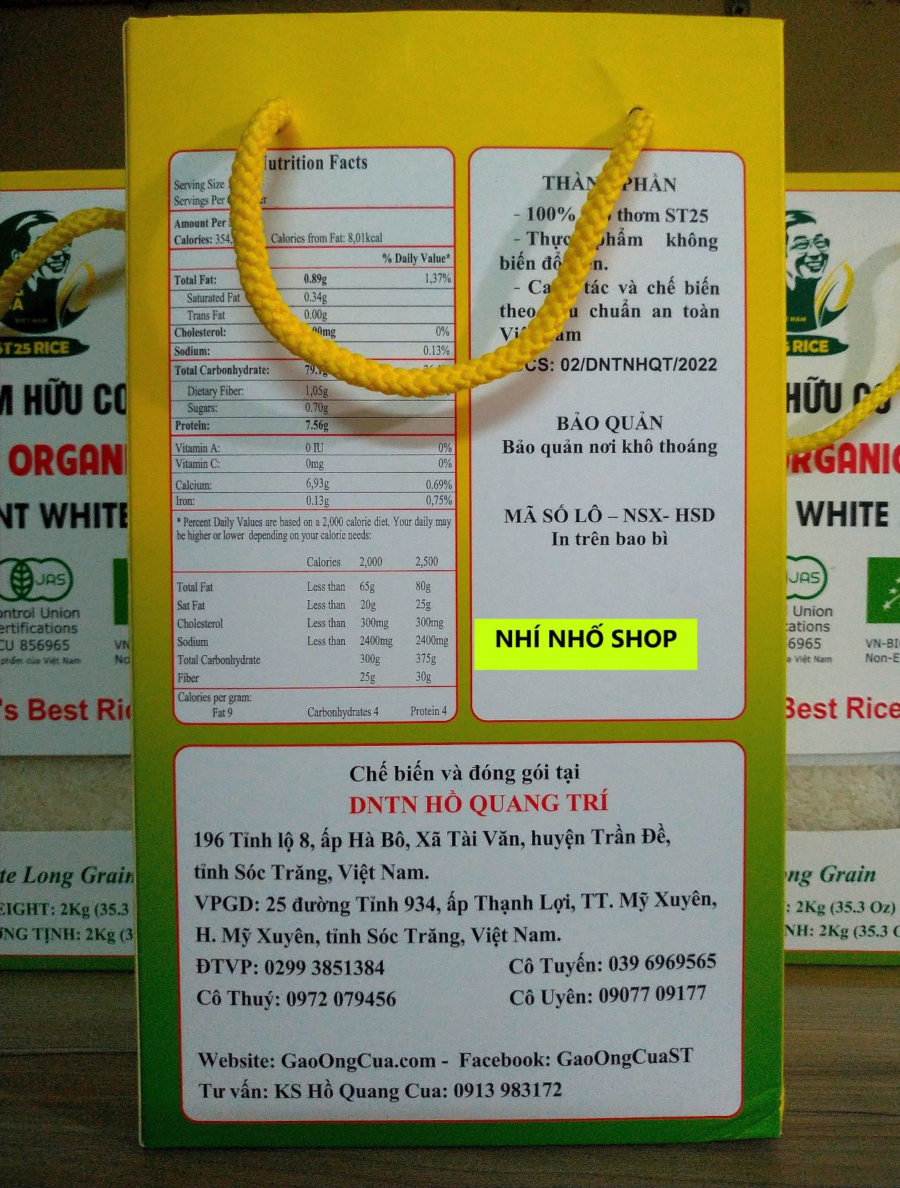 GẠO ÔNG CUA ST25 LÚA TÔM SẠCH (hộp 2kg) - HỘP QUÀ XUÂN