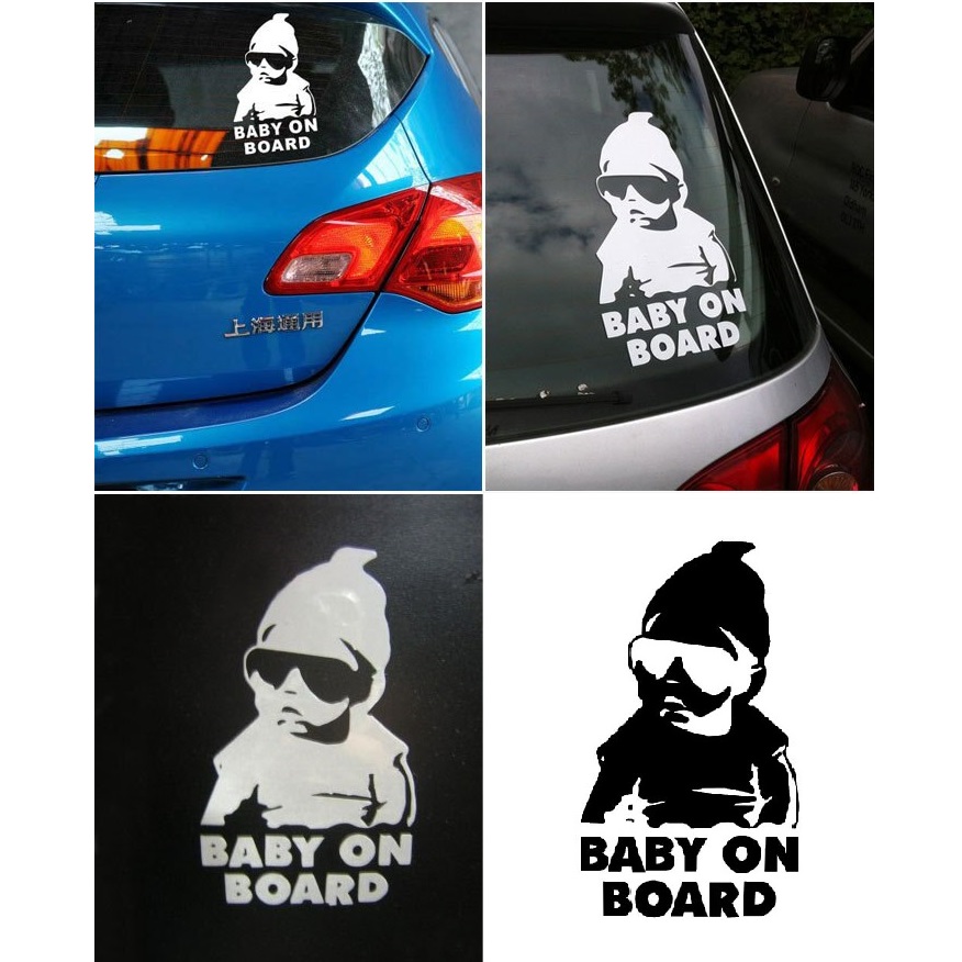 Tem Decal Trang Tri Xe Baby On Board [Màu Đen]