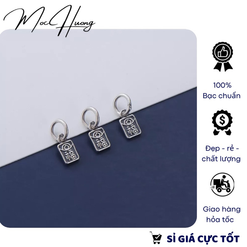[S925] Charm bạc nhỏ khắc chữ May Mắn - MH865