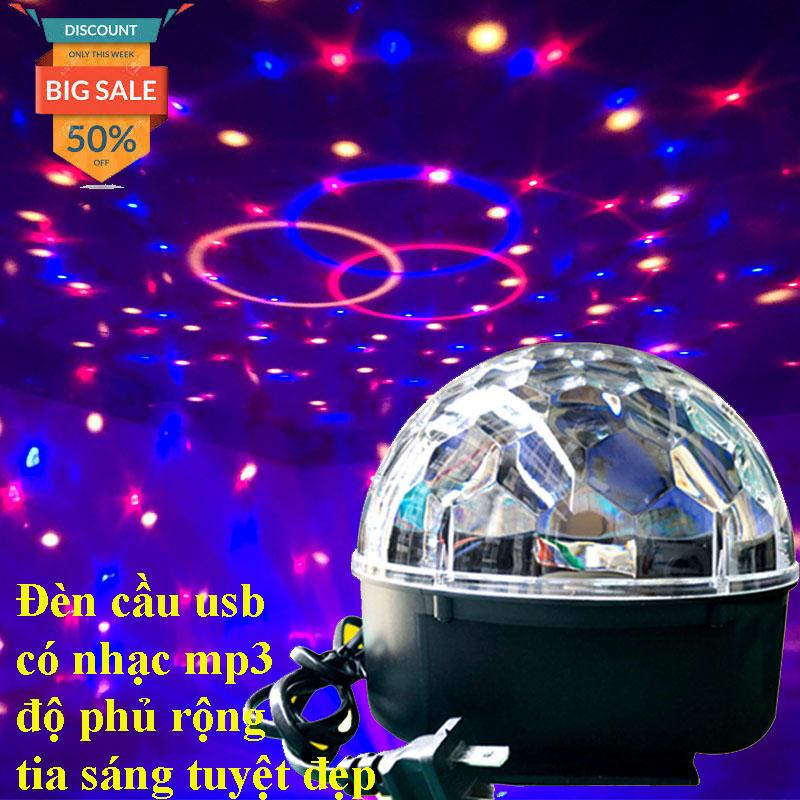 [HCM]Đèn Led Sân Khấu Quả Cầu Xoay Cảm Biến Theo Nhạc + Remote ( Đen)