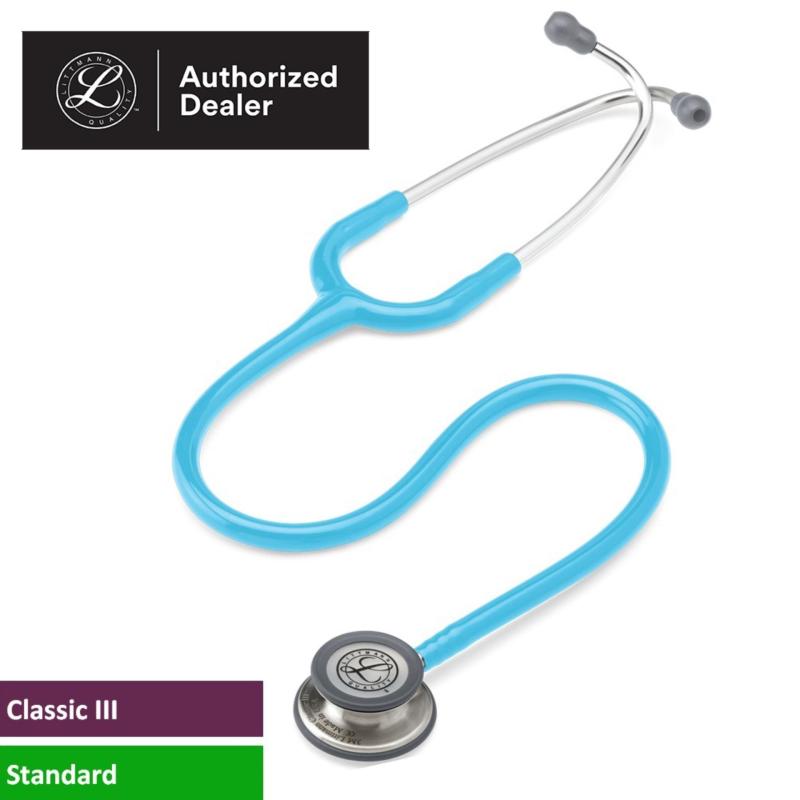 Ống nghe 3M Littmann Classic III, lớp phủ tiêu chuẩn, dây nghe màu xanh ngọc lam, 27 inch, 5835