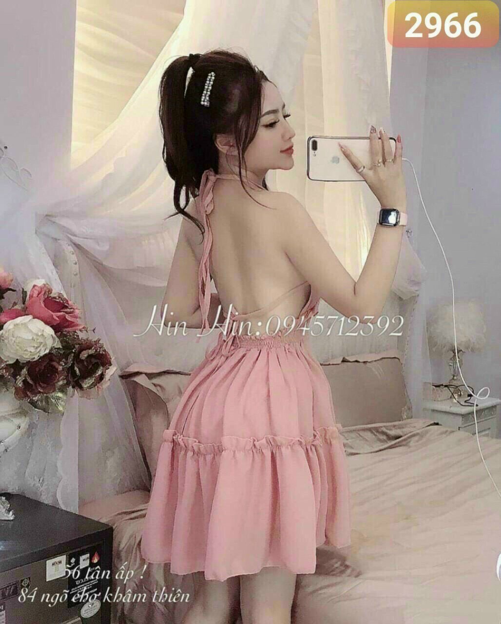 ĐẦM XÒE CỘT NƠ CỔ HỞ LƯNG SEXY DD047