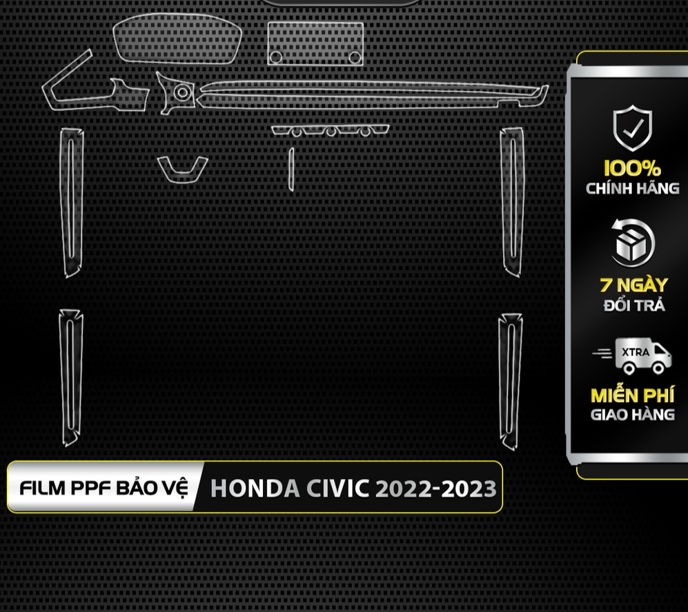 Dán ppf trong suốt dán xe honda civic 2022-2023 chống xước bảo vệ nội thất ô tô