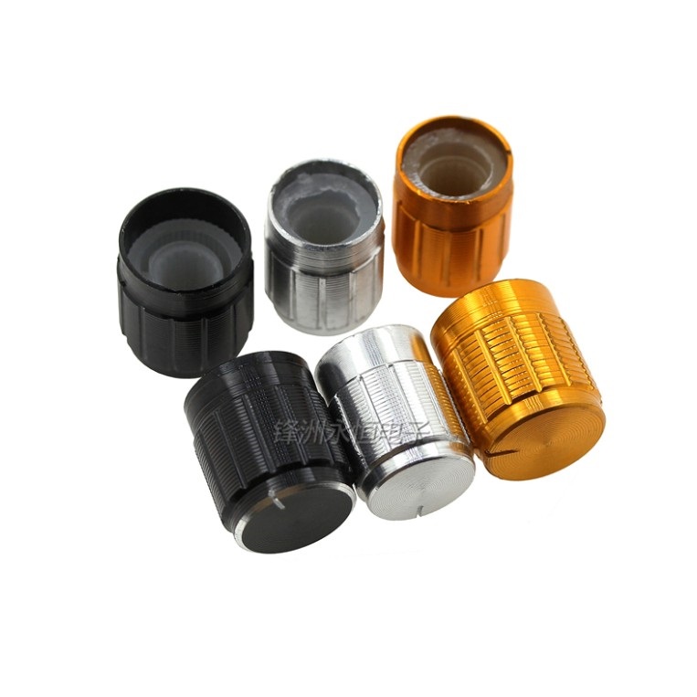 Núm nhôm vặn volume, chiết áp đen , bạc