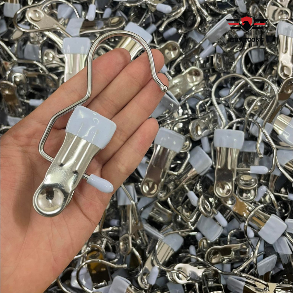 Móc Kẹp Đơn Treo Quần Áo, Mũ, Nón ,Tất, Vớ Bằng Inox Bọc Nhựa PVC Chắc Chắn Tiện Ích, Đa Năng - Huy Tưởng