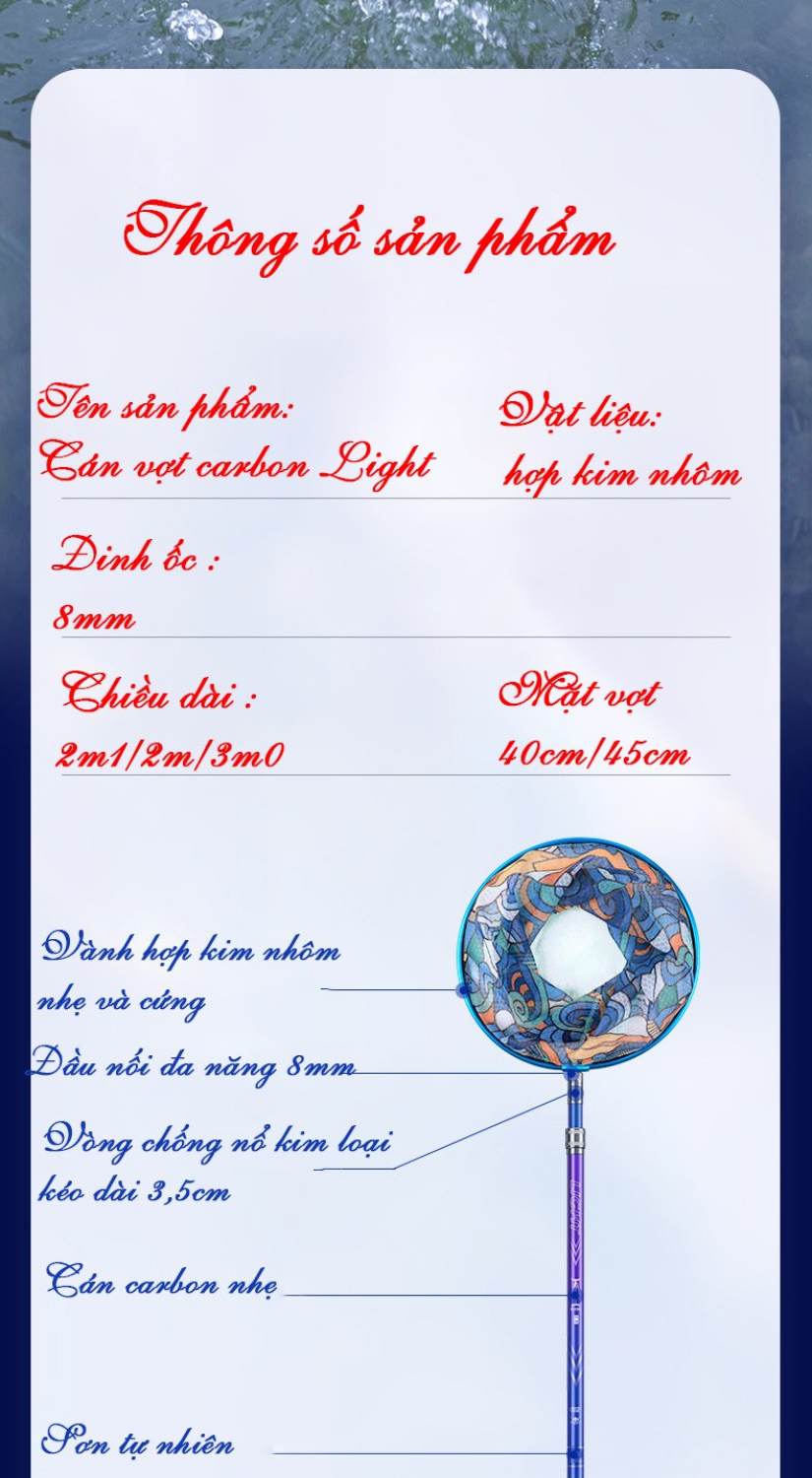 Vợt Cá Carbon sǎn Hàng Light Cao Cấp Thế Hệ Mới