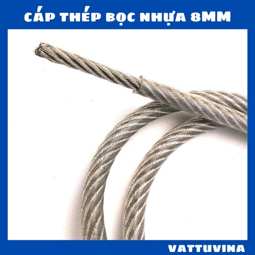Cáp thép bọc nhựa 8mm (8ly), cáp bọc nhựa Phi 8mm