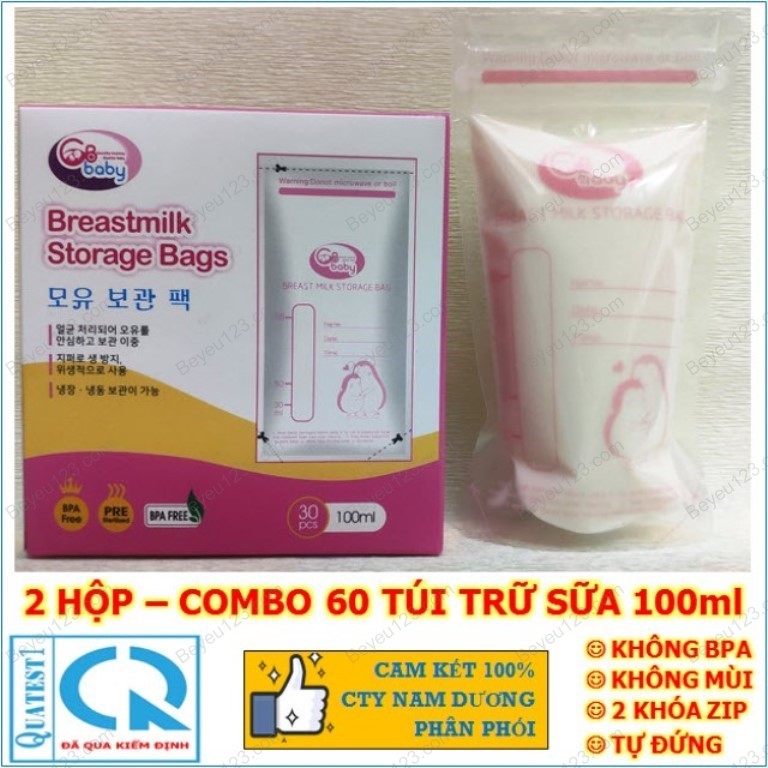 Combo 3 Hôp - 90 túi trữ sữa mẹ 100ml GB BABY G30 Công nghệ Hàn Quốc