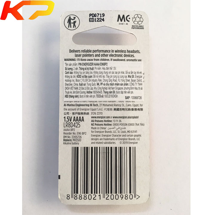 [HCM]Bộ 4 Pin AAAA (4A) E96 1.5V energizer alkaline