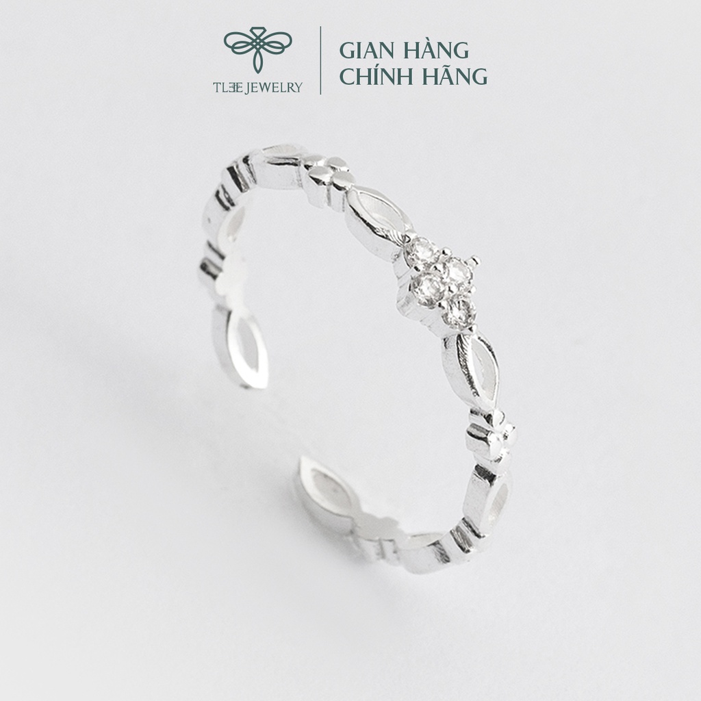 Nhẫn bạc nữ TLEE Mandily đính đá viền trơn cá tính TleeJewelry A0212