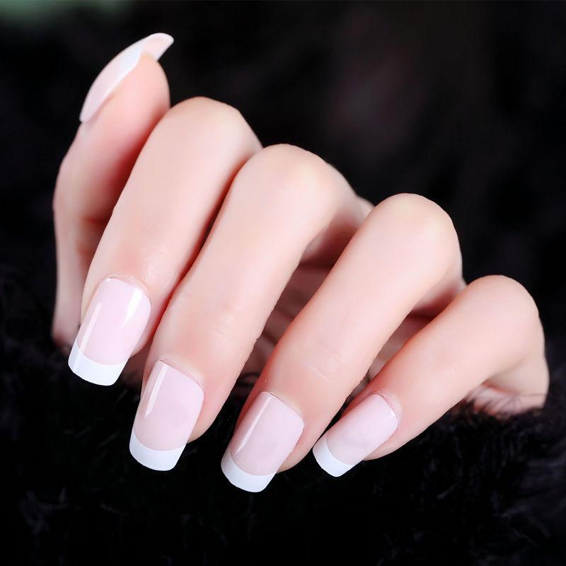 Bộ 24 Móng tay giả viền trắng đẹp(kèm keo)