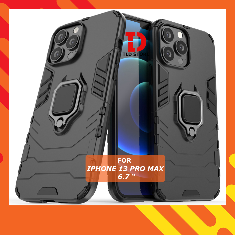 Ốp lưng dành cho iPhone 13 13 Pro 13 Pro Max chống sốc iron man kèm nhẫn iring Bảo vệ camera và chống xem video tiện lợi