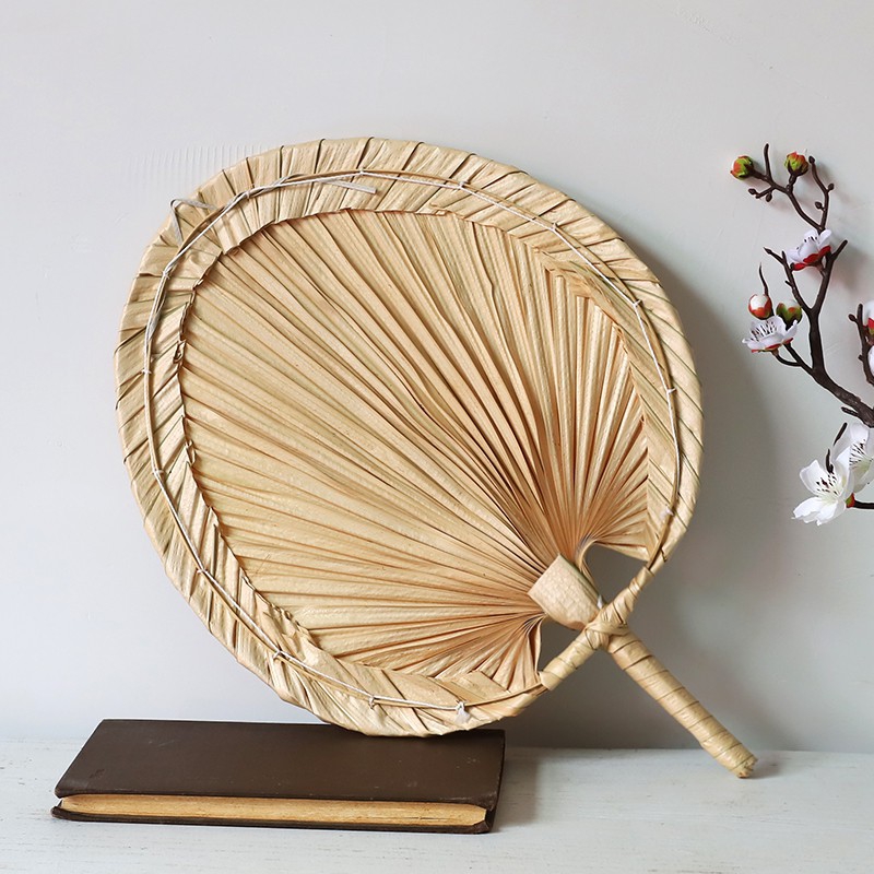 Quạt lá cọ trang trí, decor sỉ lh 0984694688