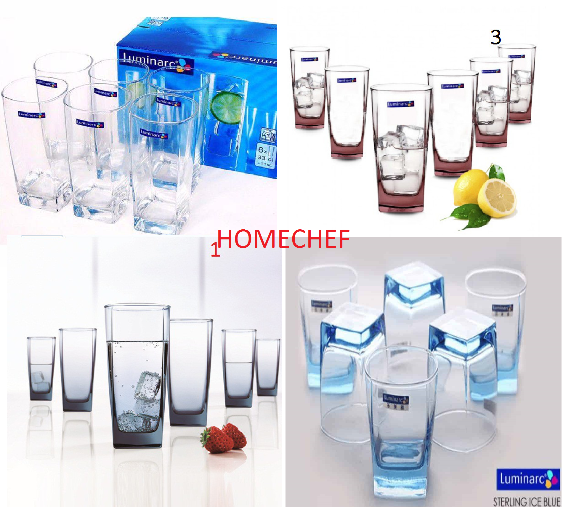 Bộ cốc thủy tinh Luminarc 330ml Sterling cao  G2519 / J5387 / J1583 / L1712 - Hàng chính hãng, chất liệu thủy tinh trong suốt, chịu nhiệt cao, bảo đảm an toàn vệ sinh, thiết kế tinh tế sang trọng, đẹp mắt