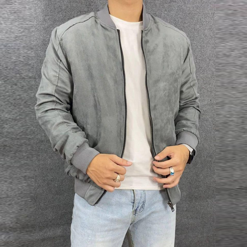 Áo khoác nam bomber da lộn - chất dày dặn hàng đẹp