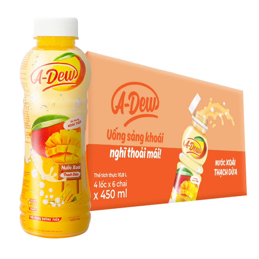 Nước Xoài Thạch Dừa A-Dew 450ml - Thùng 24 Chai