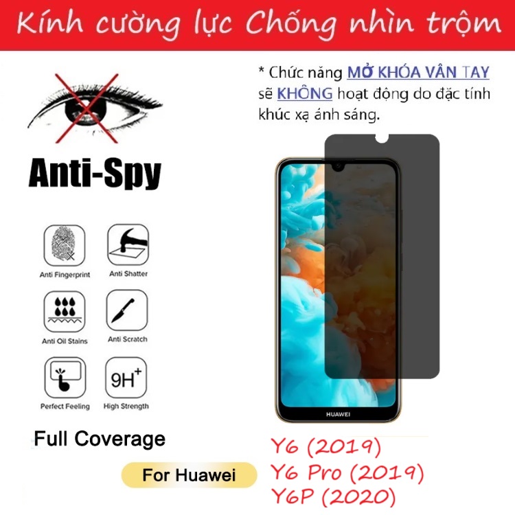 Cường lực chống nhìn trộm huawei y6 / y6p / y6s / y6 pro 2019 2020