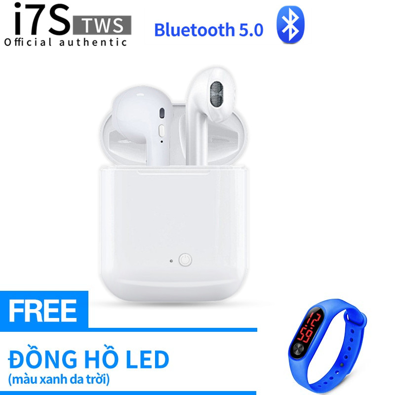 【 với Đồng hồ LED miễn phí】Tai Nghe Bluetooth I7S