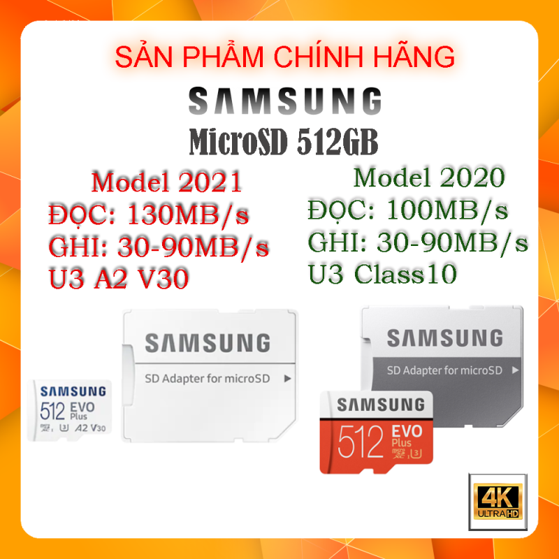 Thẻ nhớ MicroSD SDXC SAMSUNG Evo Plus  512G - Chính hãng bảo hành 5 năm