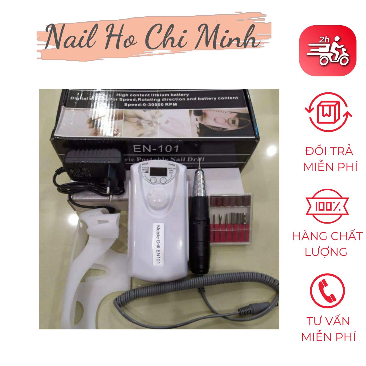 [GIÁ TỐT] Máy mài móng tích điện En101 chính hãng (full phụ kiện kèm theo)