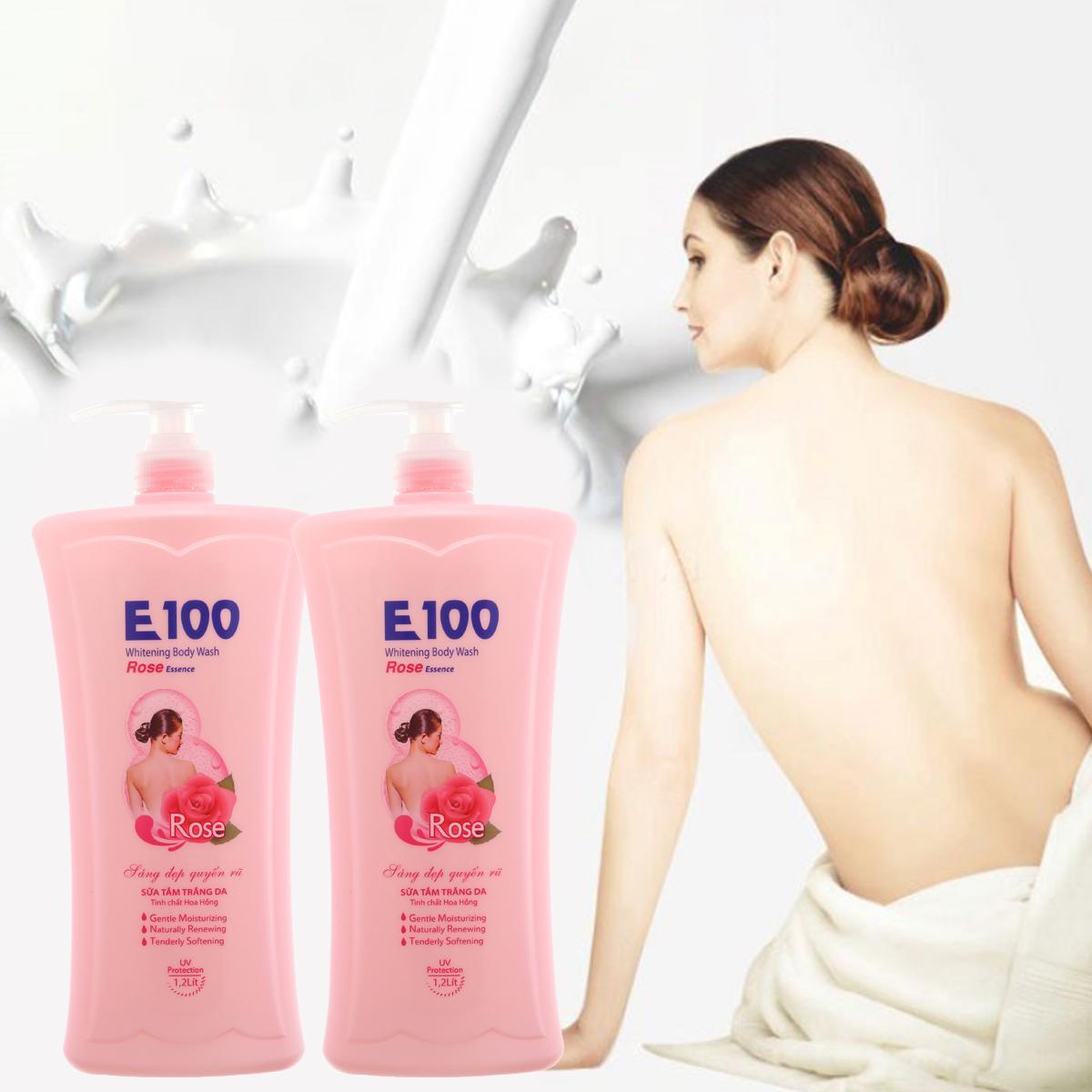 Sữa tắm trắng dưỡng da E100 tinh chất hoa hồng 1200ml