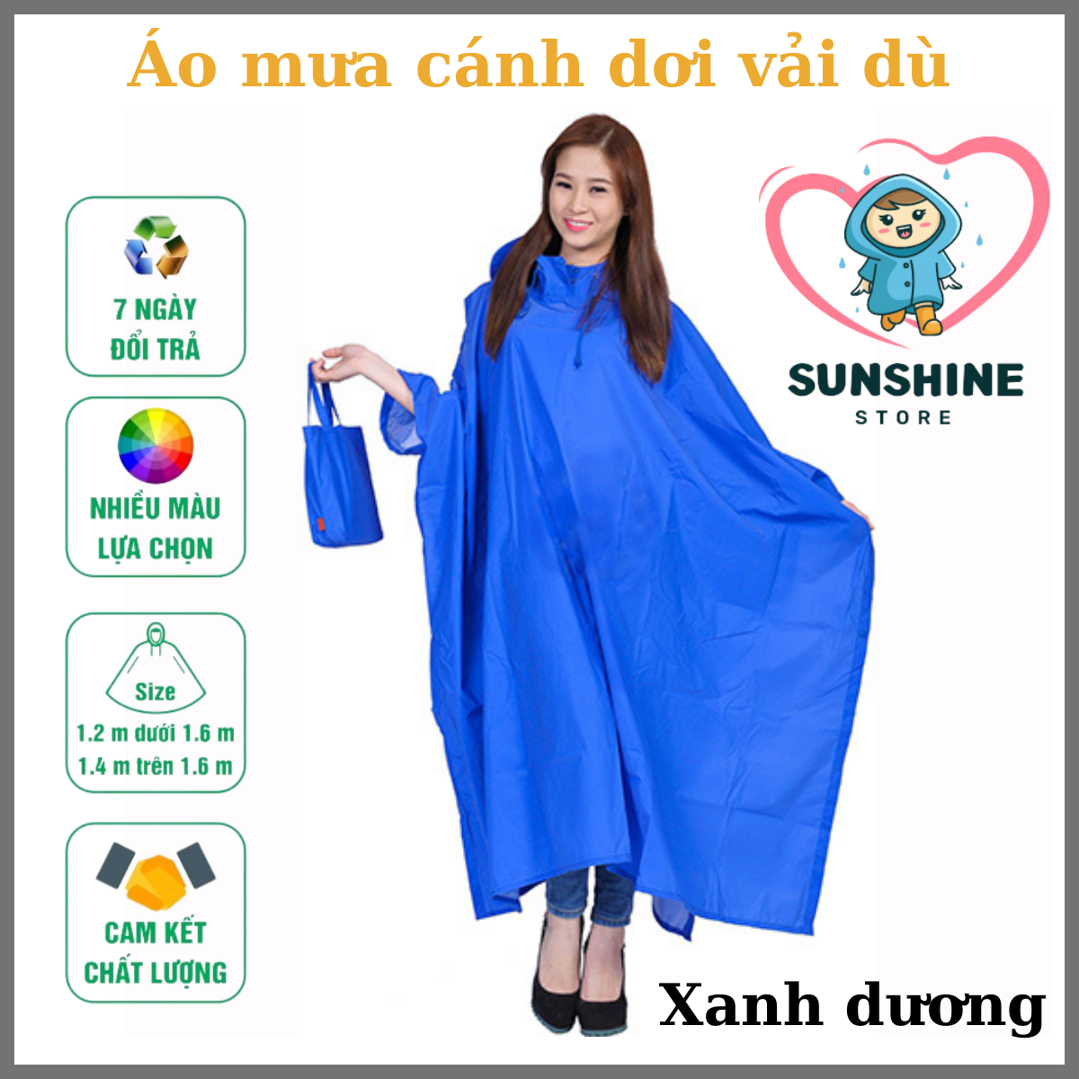 [HCM]Áo Mưa Cánh Dơi Vải Dù Chống Thấm Cao Cấp