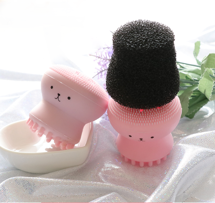 Cọ Rửa Mặt Massage Bạch Tuột 2 Đầu Silicon Nhỏ Gọn