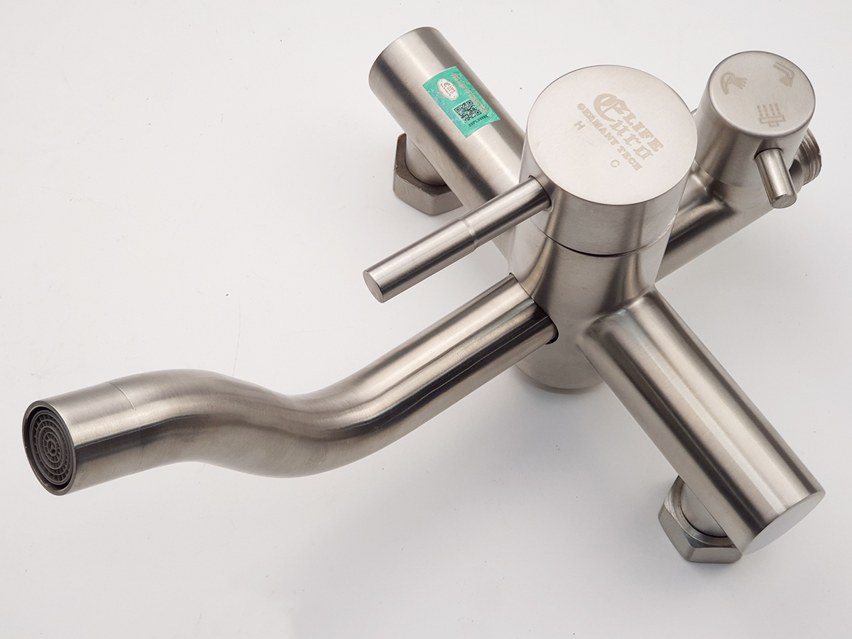 Bộ sen cây tắm đứng nóng lạnh Inox SUS 304 Eurolife EL-S918 3 chức năng, dùng tốt, không han rỉ ở môi trường nước phèn hay nhiễm mặn (Trắng vàng)