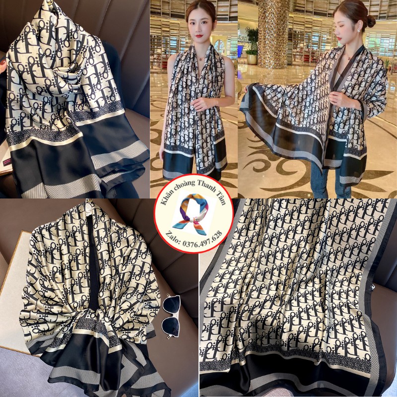 Khăn Choàng Lụa Dài- Khăn Lụa Satin Nữ Thời Trang Dáng Dài 90X180 Quàng Cổ Làm Áo