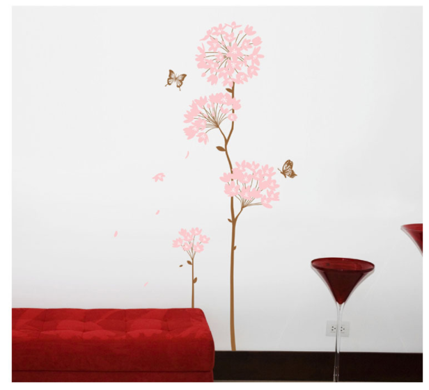 HCM Decal trang trí tường Hoa và bướm xinh mẫu mới