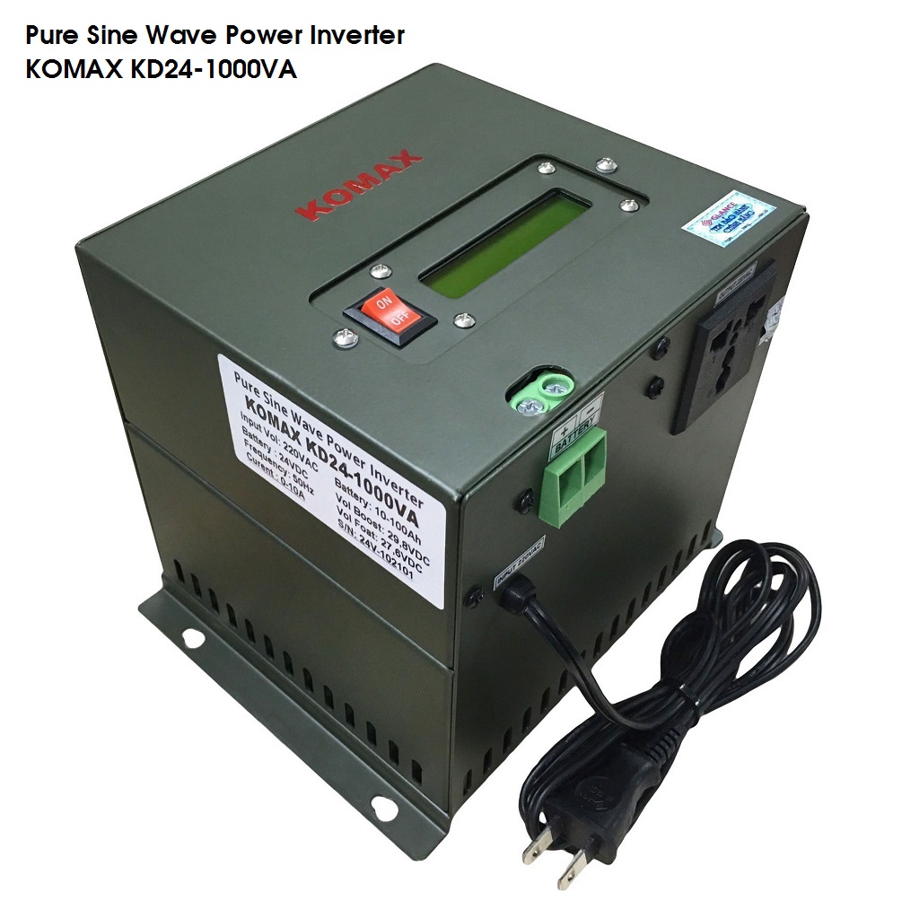 Máy đổi điện từ 12V lên 220V có sạc ắc quy Sine chuẩn KOMAX KD24-1000VA