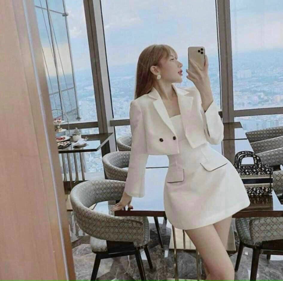 Set đồ bộ nữ đầm kèm áo khoác vest