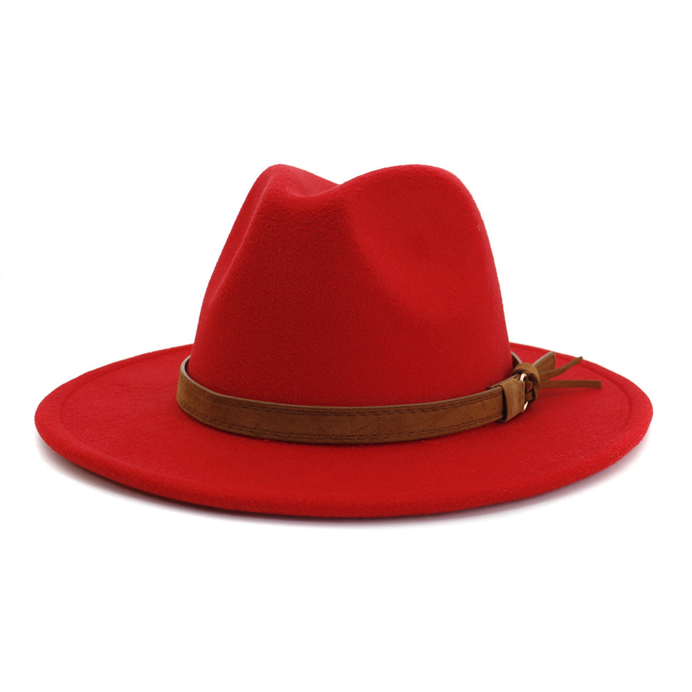 Mũ cao bồi nỉ nam nữ đai nâu nón phớt nỉ rộng vành Fedora