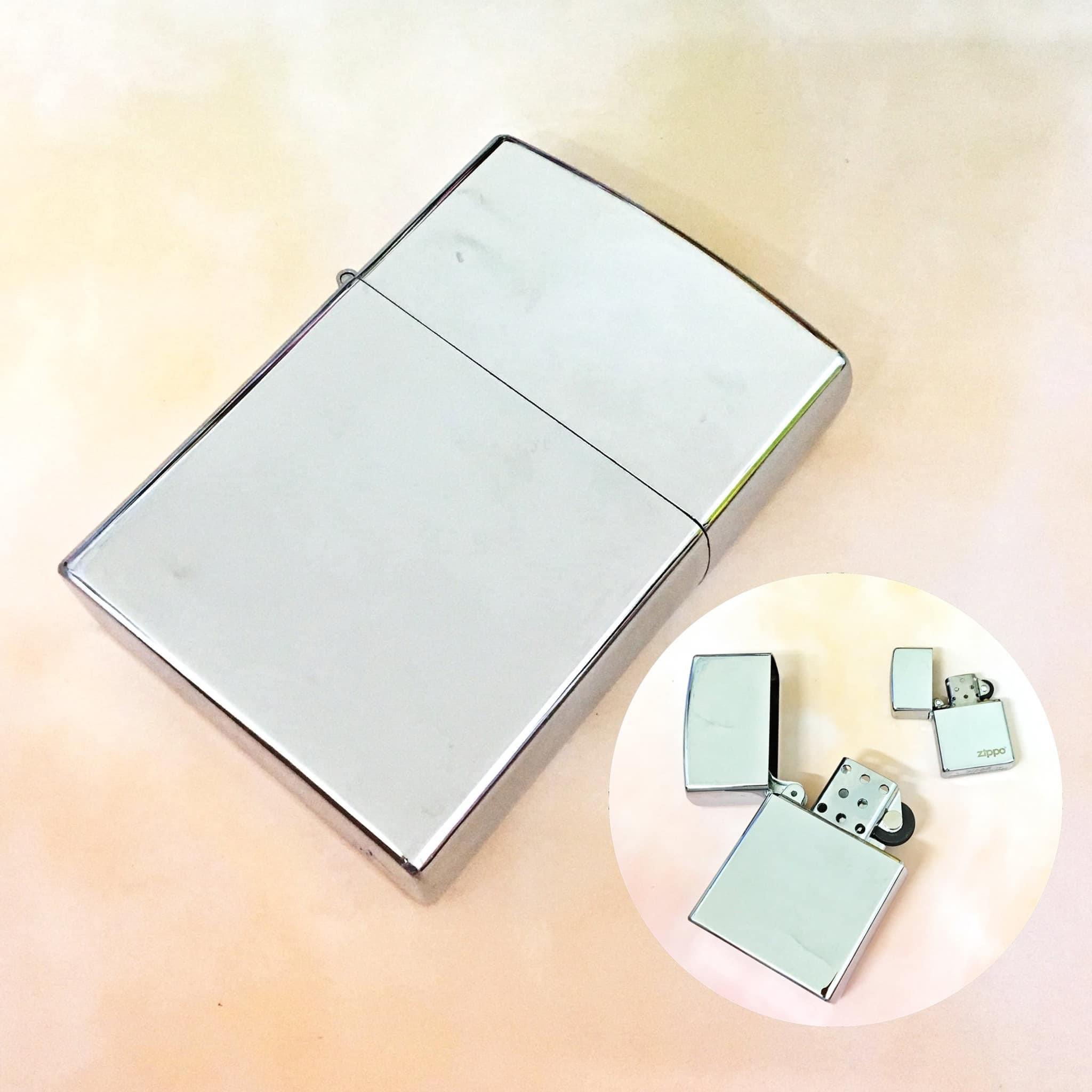 BẬT LỬA ZIPPO KHỔNG LỒ BẠC BÓNG (SIZE: 8CM X 11,5CM) NẶNG: 500 GAM - (XÀI XĂNG)