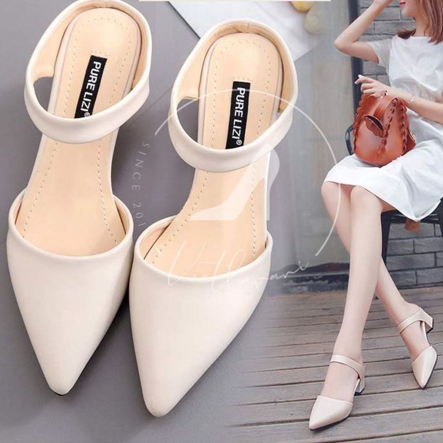 Giày cao gót đế vuông da mềm DHC23