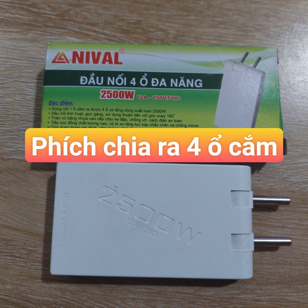 PHÍCH CẮM CHIA 3 HOẶC 4 đa năng NIVAL PX301 PX401 - 1 chia ra 3 hoặc 4 chống ngả quay 180 độ tiện dụng